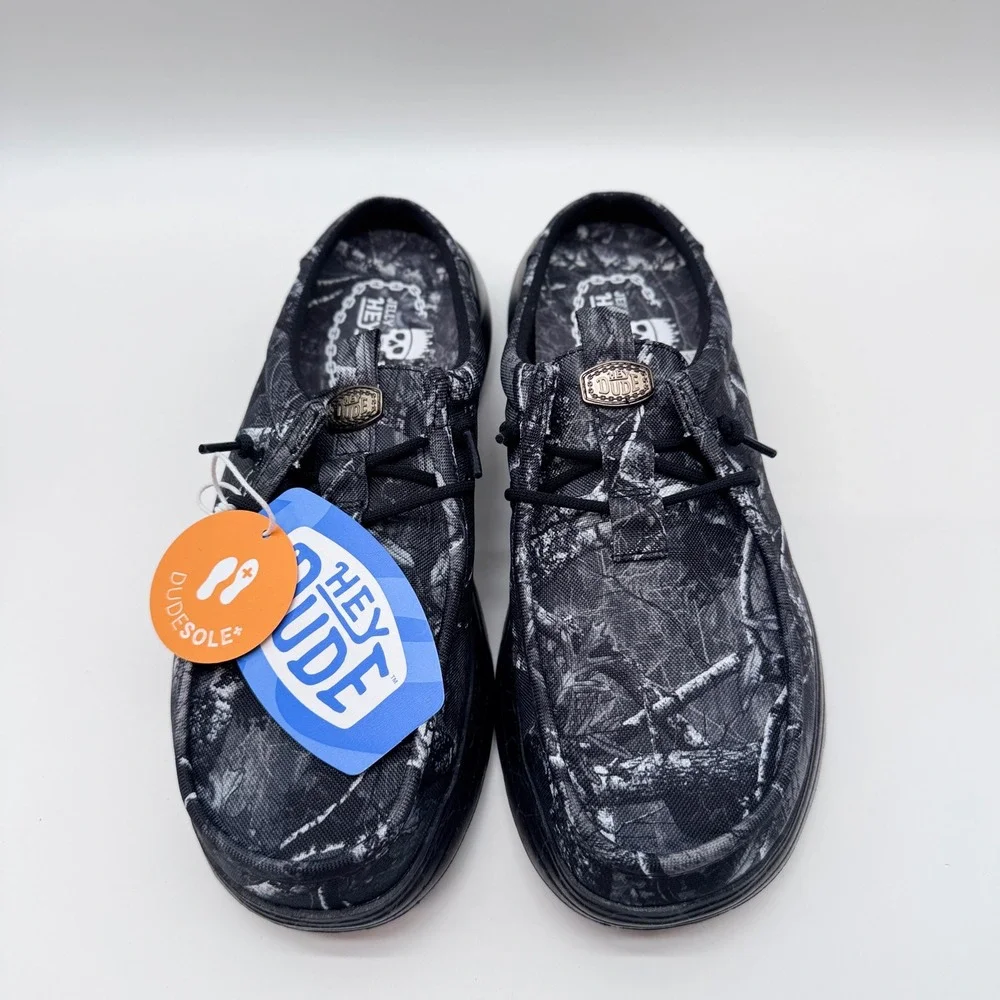 Hey Dude Jelly Roll Wally Comf Slip Black Camo Mens Loafers 45751-0DQ Size 9